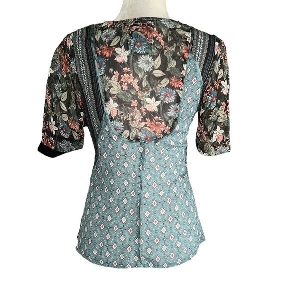 Anthropologie TINY Lovely Patchwork Floral Printed Wrap Top - S - Picture 9 of 15